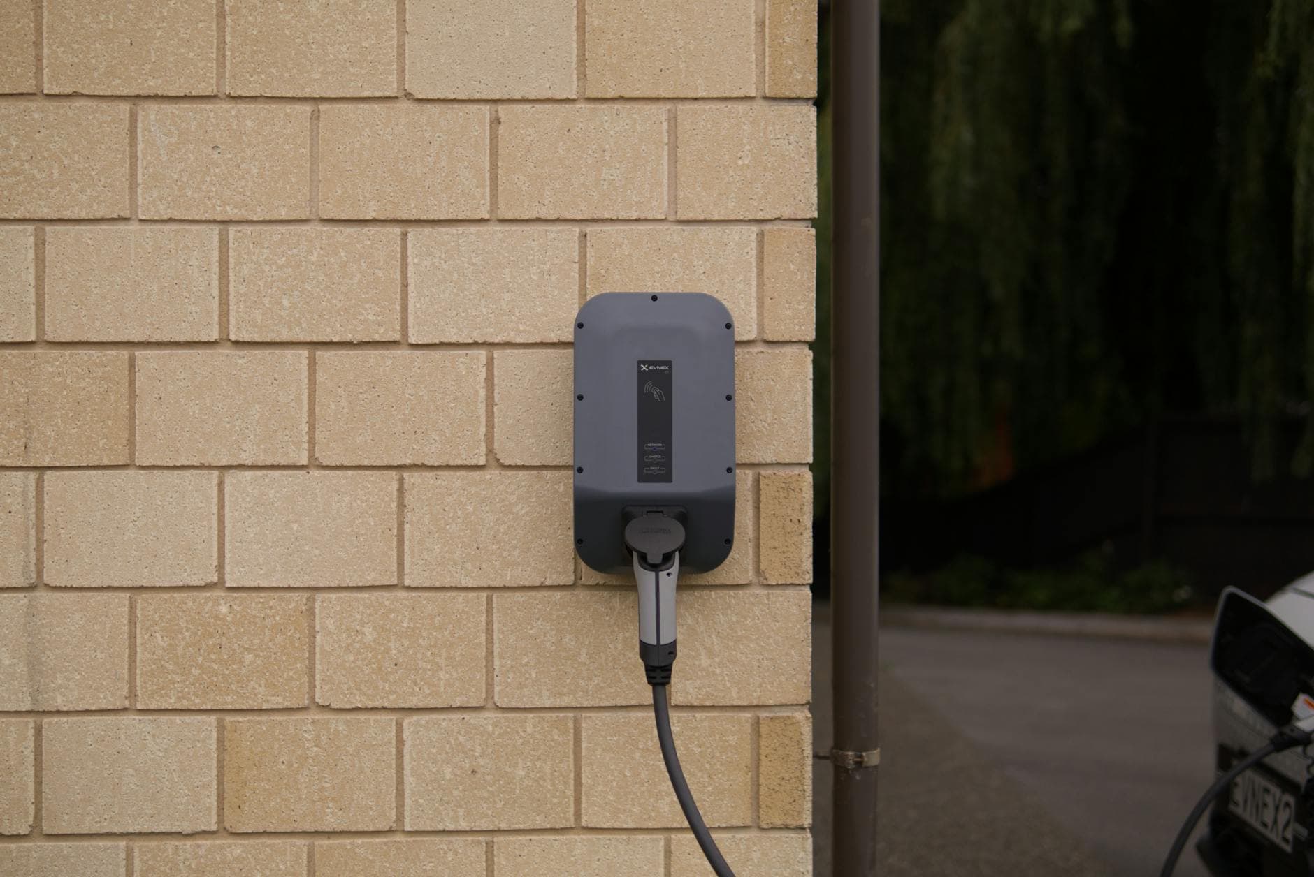 EV charger installation in a residential garage